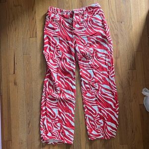 Red and White Zebra Print Pants